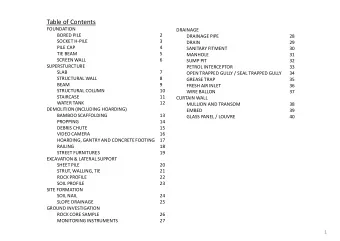 Table of Contents  FOUNDATION  DRAINAGE  BORED PILE  2  DRAINAGE PIPE  28  SOCKET H-PILE  3  DRAIN