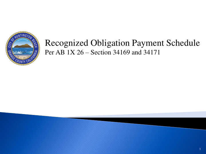 recognized obligation payment schedule