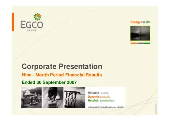 Corporate Presentation  Nine - Month Period Financial Results  Ended 30 September 2007  Disclaimer