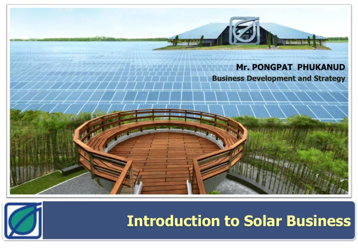 introduction to solar business agenda