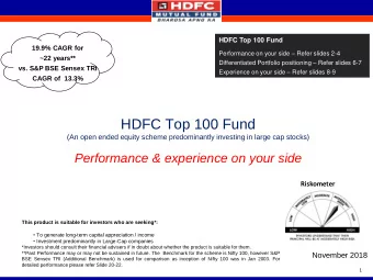 HDFC Top 100 Fund  (An open ended equity scheme predominantly investing in large cap stocks)