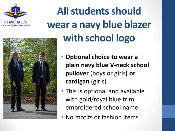 wear a navy blue blazer