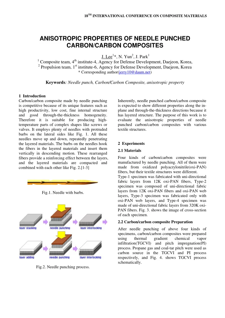 anisotropic properties of needle punched carbon carbon