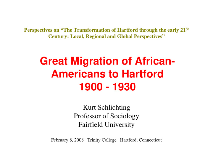 great migration of african americans to hartford 1900 1930