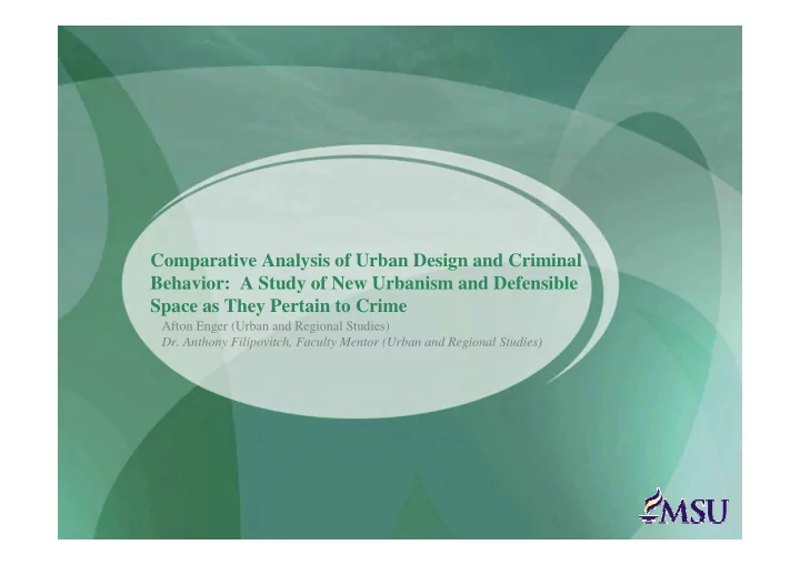 comparative analysis of urban design and criminal