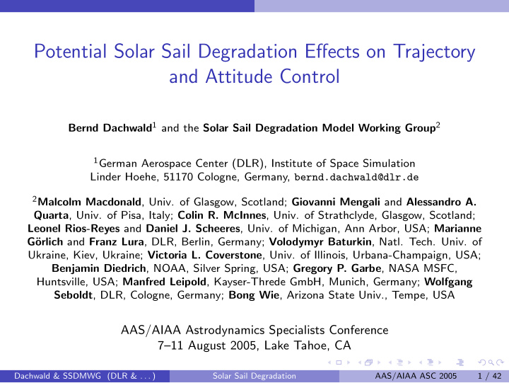 potential solar sail degradation effects on trajectory