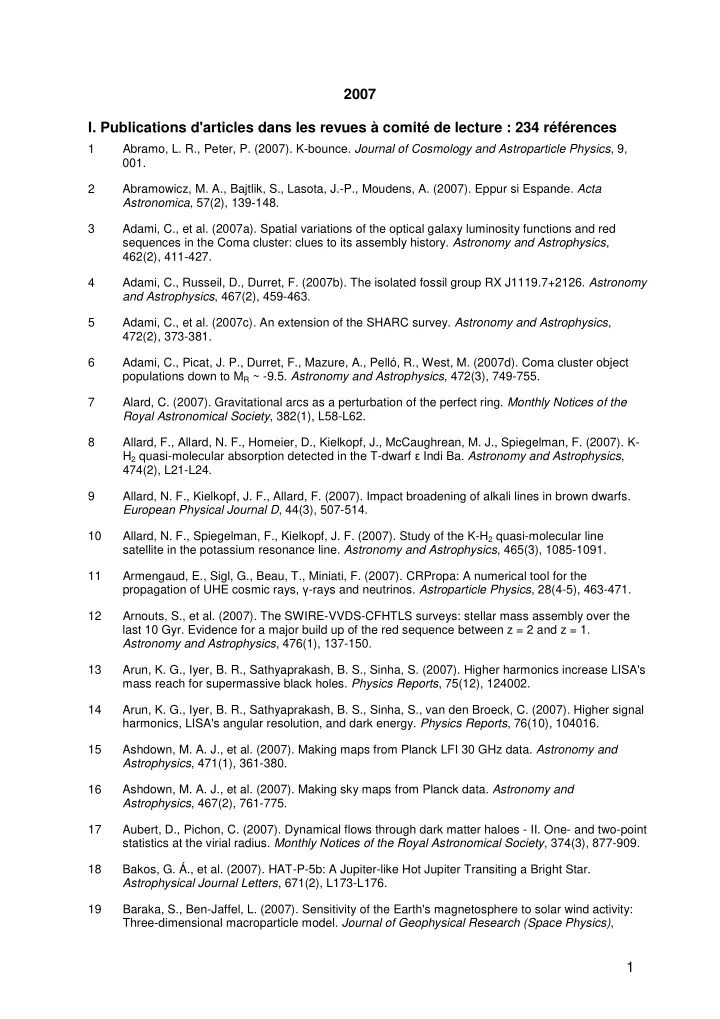 2007 i publications d articles dans les revues comit de