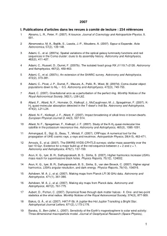 2007  I. Publications d'articles dans les revues  comit de lecture : 234 rfrences  1