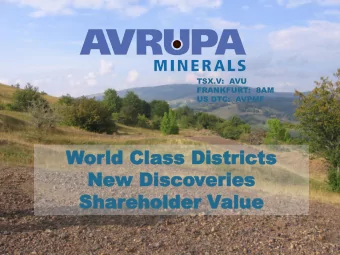 Wor  orld  ld Class  Class Distri  Districts  cts  New Disco  New Discoveries  eries  Shar