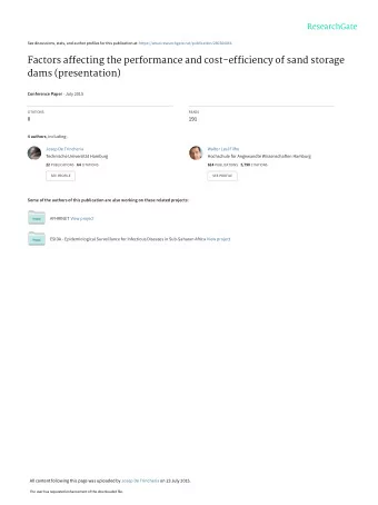 Factors affecting the performance and cost-efficiency of sand storage  dams (presentation)