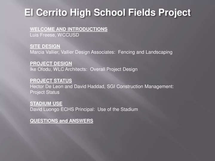 el cerrito high school fields project