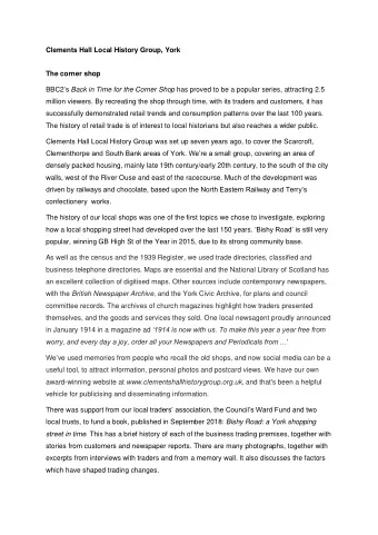 Clements Hall Local History Group, York  The corner shop BBC2 s Back in Time for the Corner Shop