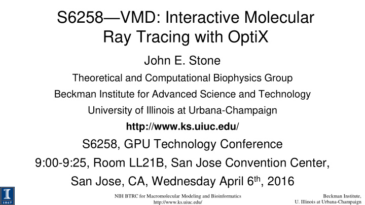 s6258 vmd interactive molecular ray tracing with optix