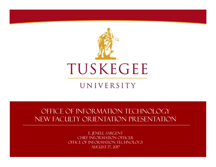 office of information technology new faculty orientation