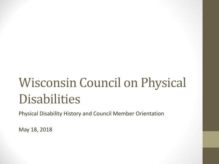 wisconsin council on physical disabilities