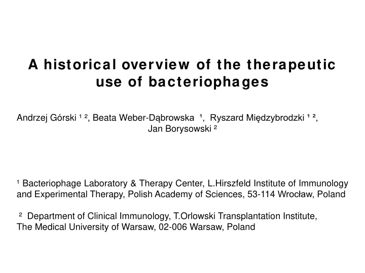 a historical overview of the therapeutic use of