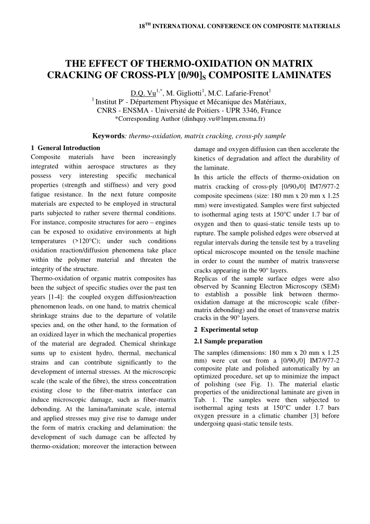 the effect of thermo oxidation on matrix cracking of