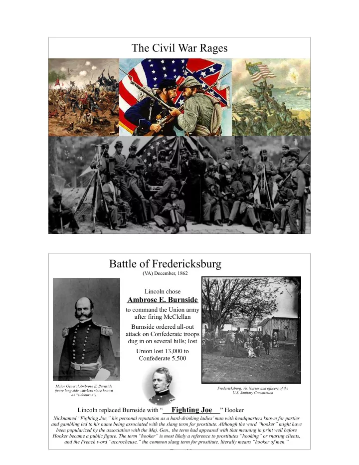 the civil war rages battle of fredericksburg
