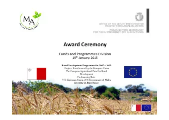 Award Ceremony  Funds and Programmes Division 19 th January, 2015  Rural Development Programme for