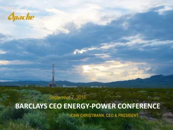 BARCLAYS CEO ENERGY-POWER CONFERENCE  JOHN CHRISTMANN, CEO &amp; PRESIDENT  NOTICE TO INVESTORS