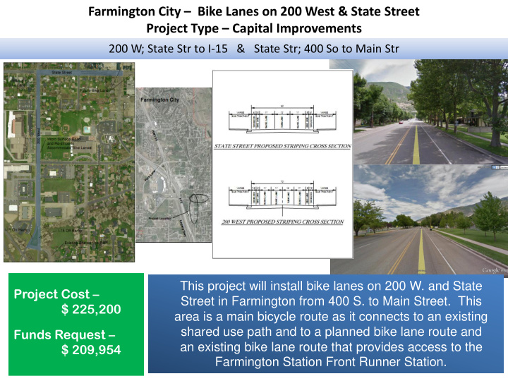 farmington city bike lanes on 200 west state street