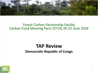 TAP Review  Democratic Republic of Congo  1  Objective, scope of work and implementation of TAP