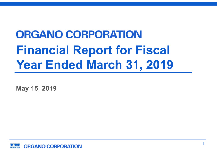financial report for fiscal year ended march 31 2019