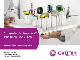 Business Line Silica  Evonik Capital Markets Day 2014  Andreas Fischer  Head of BL Silica  Hanau, 2