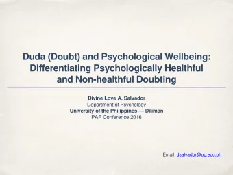 Differentiating Psychologically Healthful  and Non-healthful Doubting  Divine Love A. Salvador