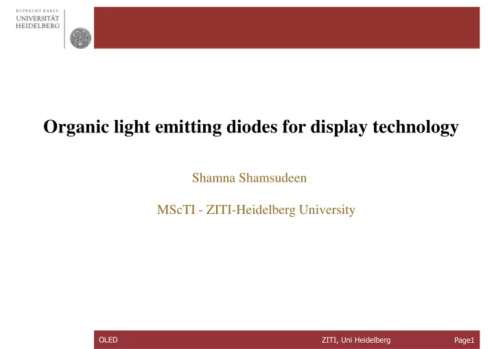 organic light emitting diodes for display technology