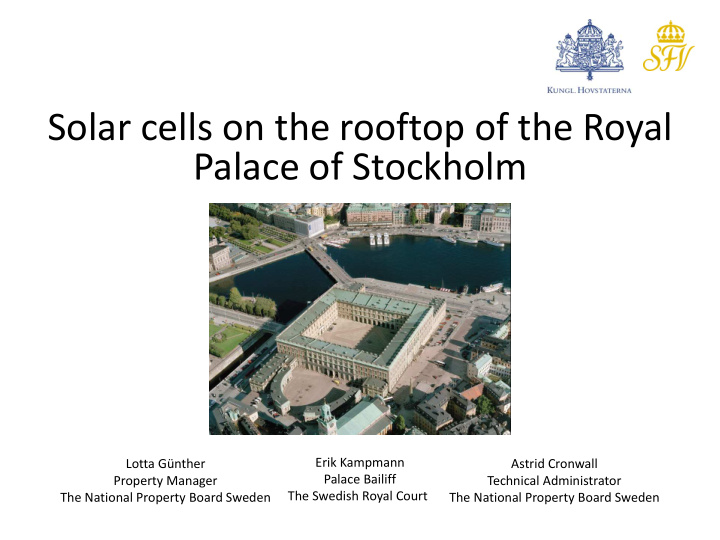 solar cells on the rooftop of the royal palace of