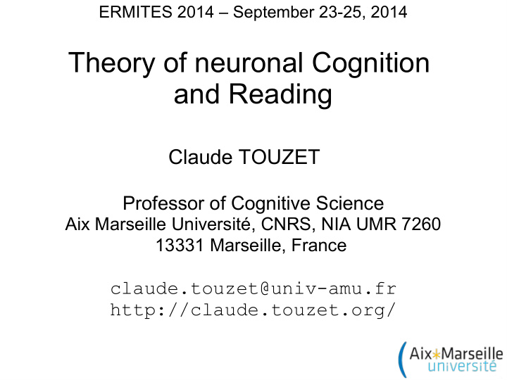 theory of neuronal cognition and reading