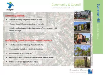 Summer Community Feedback &amp; LEP mmer Hi  Com  Communi  nity Fee  Feedback  ck  Hill  Retain  in