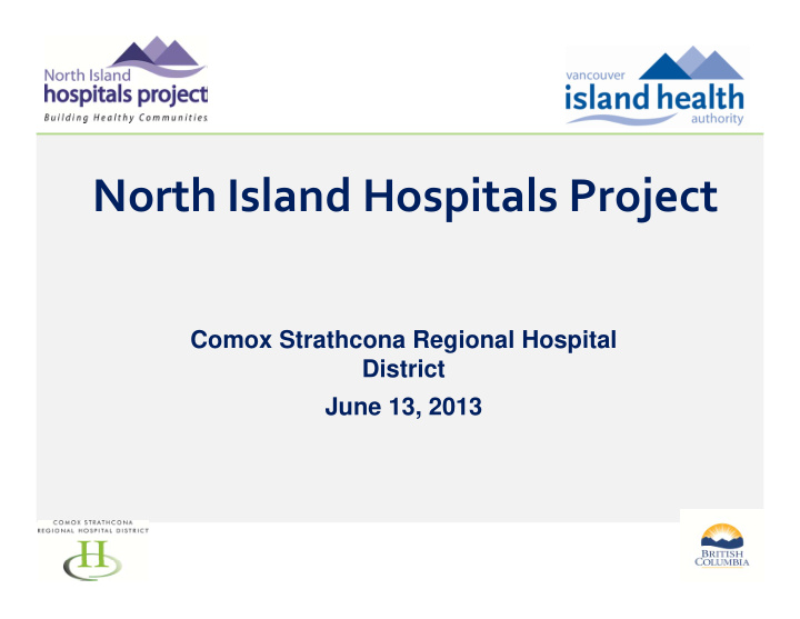 north island hospitals project