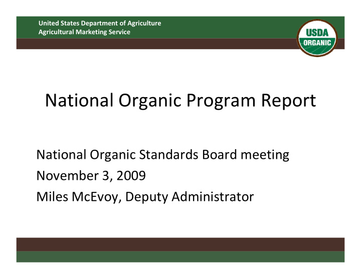 national organic program report