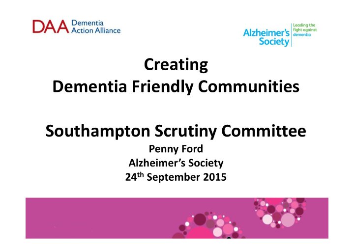 creating dementia friendly communities southampton