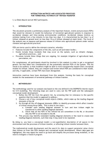 Interaction matrices have been developed from this analysis, forming the basis for conceptual