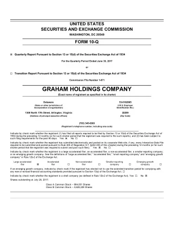 GRAHAM HOLDINGS COMPANY  (Exact name of registrant as specified in its charter)  Delaware
