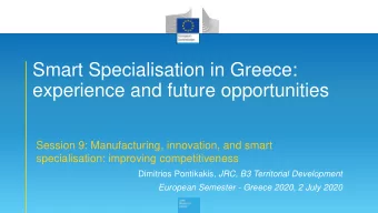 experience and future opportunities  Session 9: Manufacturing, innovation, and smart