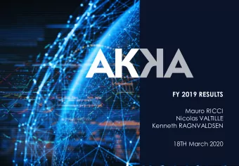 FY 2019 RESULTS  Mauro RICCI  Nicolas VALTILLE  Kenneth RAGNVALDSEN  18TH March 2020  1  60