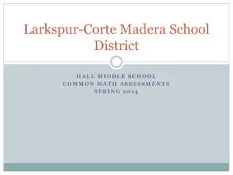 District  H A L L  M I D D L E  S C H O O L  C O M M O N  M A T H  A S S E S S M E N T S  S P R I N