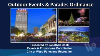 Outdoor Events &amp; Parades Ordinance  Presented by Jonathan Cook  Events &amp; Promotions