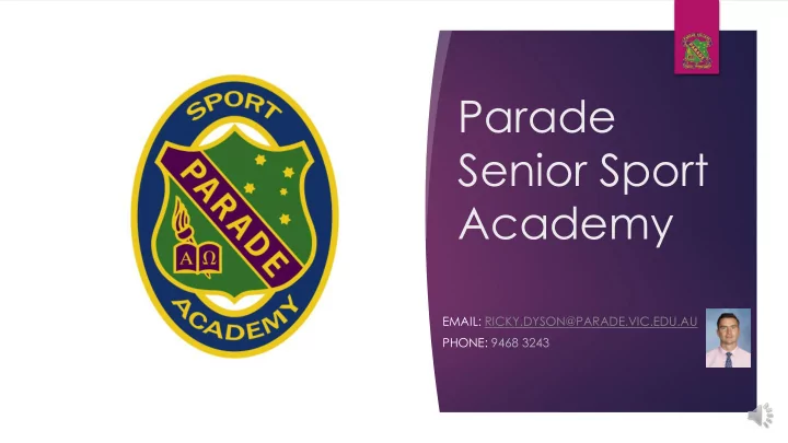 parade senior sport academy