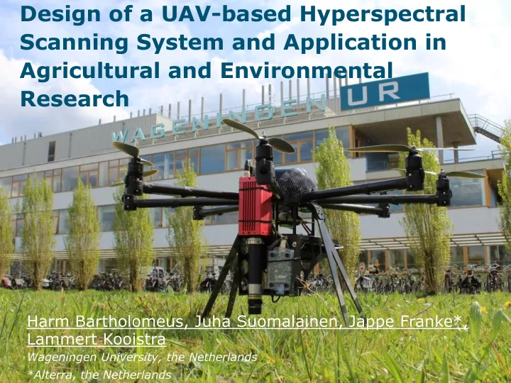 design of a uav based hyperspectral