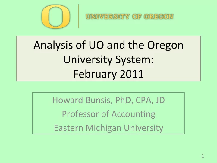 analysis of uo and the oregon university system february