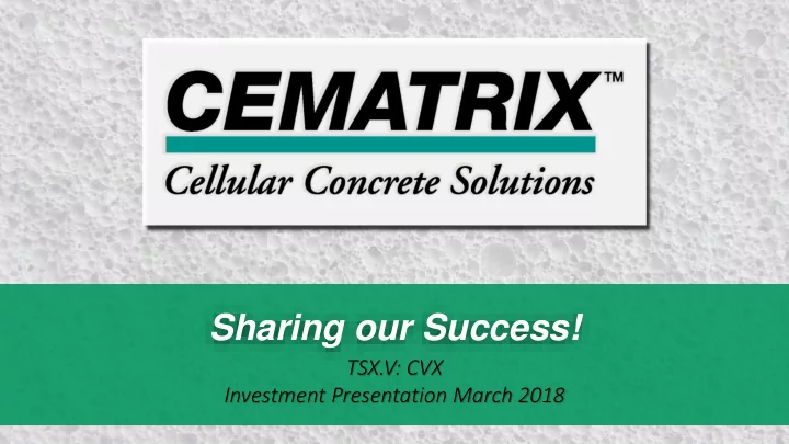 sharing our success