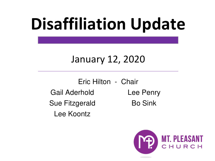 disaffiliation update