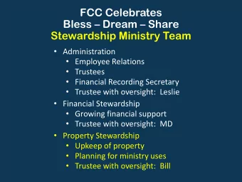 Bless  Dream  Share  Stewardship Ministry Team  Administration  Employee Relations