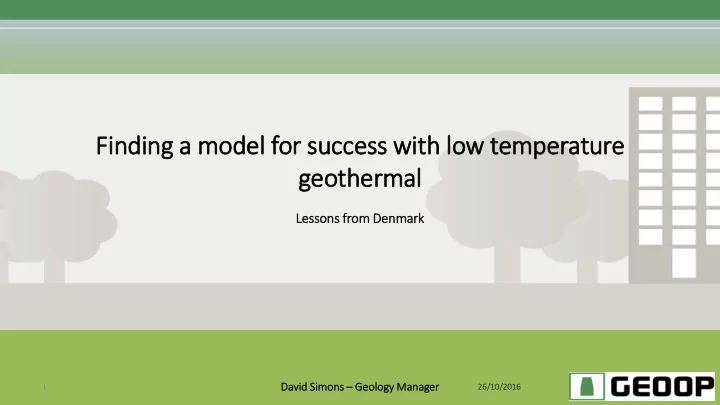 fin inding a model for success wit ith lo low temperature