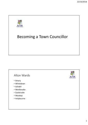 Becoming a Town Councillor  Alton Wards  Amery  Whitedown  Ashdell  Westbrooke